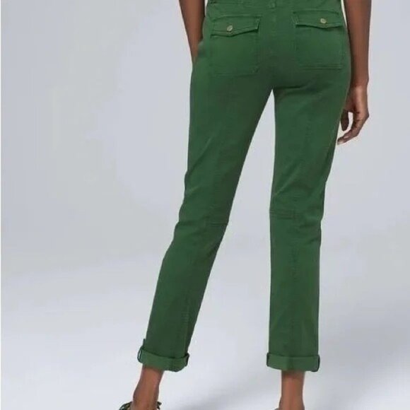 White House Black Market Green Pret-A-Pedi Straight Crop Pants NWT - Picture 3 of 4